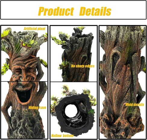 Tfwadmx Fish Tank Tree Trunk Decoration Accessories Aquarium Tree Statue Hollow Stump Root Branch Hideout Freshwater Saltwater Ornament for Fighting Fish, Hermit Crabs, Crayfish, SuckerFish, Guppy in Saudi Arabia