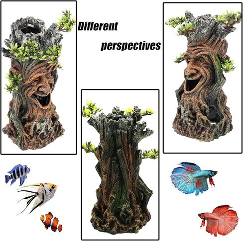 Tfwadmx Fish Tank Tree Trunk Decoration Accessories Aquarium Tree Statue Hollow Stump Root Branch Hideout Freshwater Saltwater Ornament for Fighting Fish, Hermit Crabs, Crayfish, SuckerFish, Guppy in Saudi Arabia