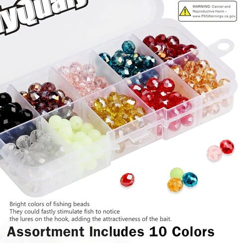QualyQualy Fishing Beads Assorted, Plastic Glass Fishing Beads Red Yellow Mix Color Luminous Glow Fishing Beads 4mm 6mm 6.5mm 8mm 10mm 12mm in Kuwait