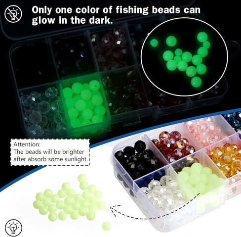 QualyQualy Fishing Beads Assorted, Plastic Glass Fishing Beads Red Yellow Mix Color Luminous Glow Fishing Beads 4mm 6mm 6.5mm 8mm 10mm 12mm in Kuwait