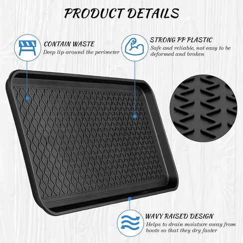 4 Pieces Shoe Tray for Entryway, Waterproof Boot Tray Shoe Mat Multi-Purpose Dog Cat Bowl Mat Pet Food Tray Boot Mat for Entryway Indoor Outdoor Floor Protection (Black, 24 x 16 x 1.2 Inch) in Saudi Arabia