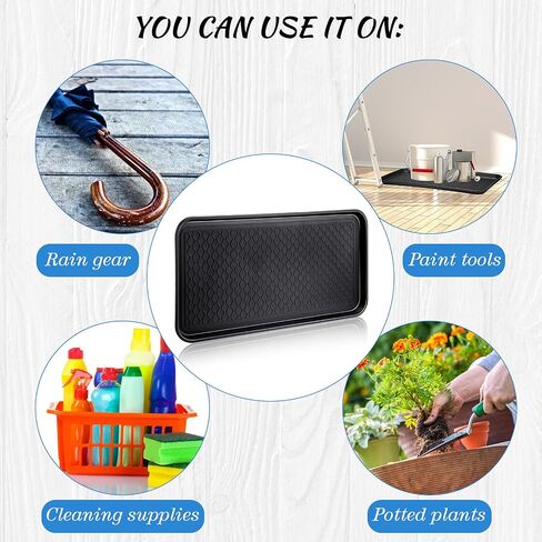 4 Pieces Shoe Tray for Entryway, Waterproof Boot Tray Shoe Mat Multi-Purpose Dog Cat Bowl Mat Pet Food Tray Boot Mat for Entryway Indoor Outdoor Floor Protection (Black, 24 x 16 x 1.2 Inch) in Saudi Arabia