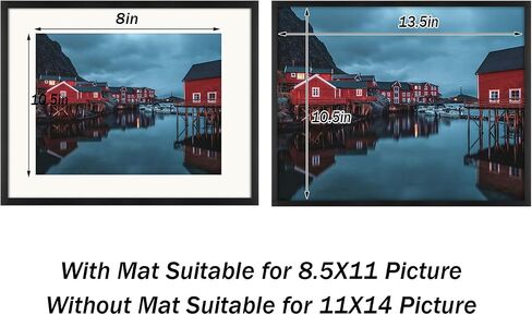 Golden State Art، إطار معدني بإطار دبلوم 11x14 للمستندات والشهادات مقاس 8.5x11، إطار صورة من الألومنيوم مع زجاج حقيقي لعرض الحائط، أسود in Kuwait