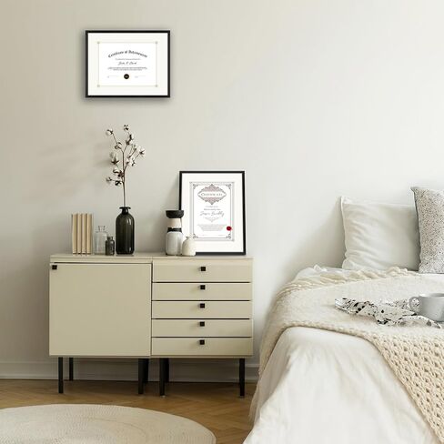 Golden State Art، إطار معدني بإطار دبلوم 11x14 للمستندات والشهادات مقاس 8.5x11، إطار صورة من الألومنيوم مع زجاج حقيقي لعرض الحائط، أسود in Kuwait