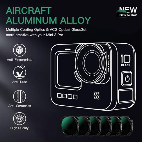 مجموعة فلاتر ND/PL من مينجفين متوافقة مع كاميرا جو برو هيرو 11 هيرو 10 بلاك هيرو 9، CPL/ND4/ND8/ND16/ND32/ND64، مجموعة فلتر عدسة مستقطبة بكثافة محايدة لكاميرا الاكشن in Kuwait