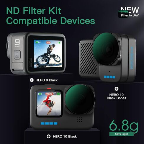 مجموعة فلاتر ND/PL من مينجفين متوافقة مع كاميرا جو برو هيرو 11 هيرو 10 بلاك هيرو 9، CPL/ND4/ND8/ND16/ND32/ND64، مجموعة فلتر عدسة مستقطبة بكثافة محايدة لكاميرا الاكشن in Kuwait