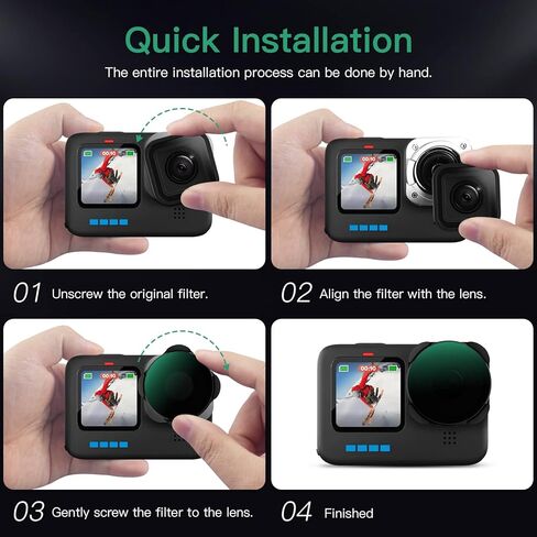 مجموعة فلاتر ND/PL من مينجفين متوافقة مع كاميرا جو برو هيرو 11 هيرو 10 بلاك هيرو 9، CPL/ND4/ND8/ND16/ND32/ND64، مجموعة فلتر عدسة مستقطبة بكثافة محايدة لكاميرا الاكشن in Kuwait