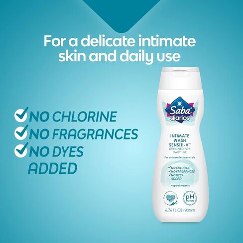غسول Saba Sensiti-V الحميم، منظف النظافة الأنثوية، 6.76 أونصة سائلة (عبوة من 6 قطع) in Kuwait