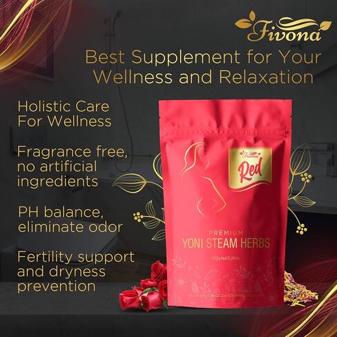 FIVONA Set of 3 Yoni Steaming Herbal Blends for V Steam - Natural Herbal Mix - 100% Pure Organic Blend – V Detox, Cleansing, PH Balance for Women - Revitalizing & Rejuvenating Care - 6 to 12 Sessions in Kuwait