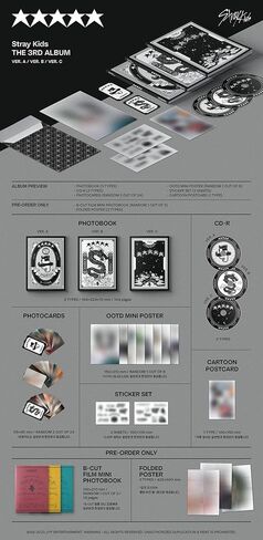 [PreOrder Benefits] STRAY KIDS : 5-STAR (C Version) 3rd Album CD-R+Folded Poster+B-CUT Film Mini Photobook+Photocard+OOTD Mini Poster+Sticker Set+(Extra 4 Photocards+1 Double-Sided Photocard+Mirror) in Saudi Arabia
