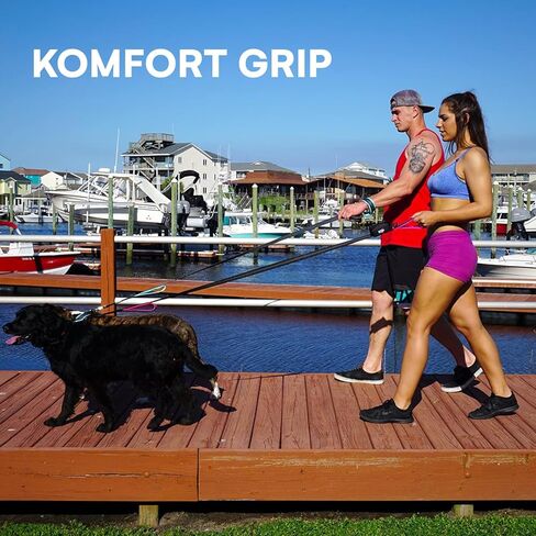 Black Rhino – Dog Leash Adjustable Length (3-5 Feet) with Soft Neoprene Padded Handle | Heavy Duty Lead for Easy Control | Small Medium Large Breeds | Reflective Stitching (Aqua/Grey) in Kuwait