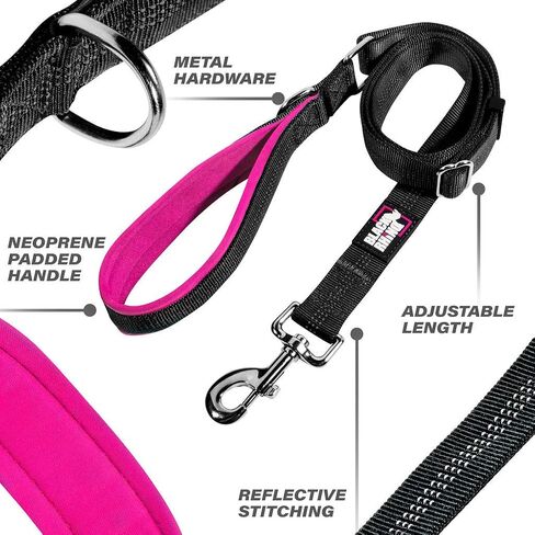 Black Rhino – Dog Leash Adjustable Length (3-5 Feet) with Soft Neoprene Padded Handle | Heavy Duty Lead for Easy Control | Small Medium Large Breeds | Reflective Stitching (Aqua/Grey) in Kuwait
