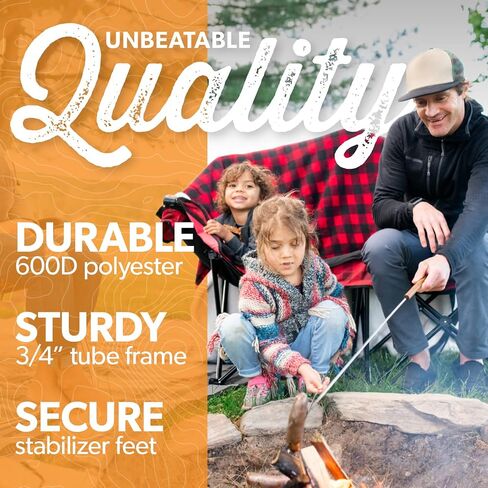 Kuma Outdoor Gear Bear Buddy/Double Chair with Carry Bag, Ultimate Portable Luxury Outdoor Double Camping Chair for Glamping, Sports & Outdoor Adventures (Sierra/Black) in Kuwait
