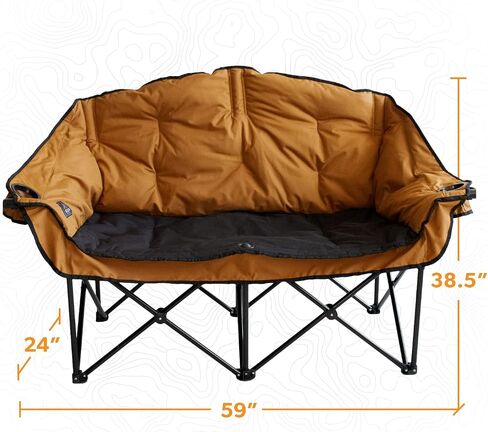 Kuma Outdoor Gear Bear Buddy/Double Chair with Carry Bag, Ultimate Portable Luxury Outdoor Double Camping Chair for Glamping, Sports & Outdoor Adventures (Sierra/Black) in Kuwait
