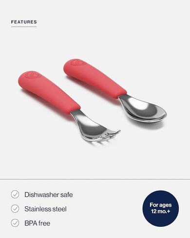 Lalo PAW Patrol Utensils - Toddler Fork and Spoon Set - Stainless Steel and Silicone Ergonomic Toddler Utensils - Children Safe Flatware Set - 2 Pieces - Chase in Kuwait
