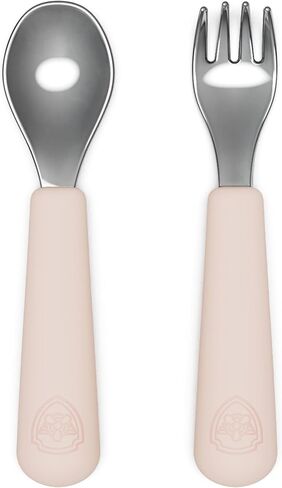 Lalo PAW Patrol Utensils - Toddler Fork and Spoon Set - Stainless Steel and Silicone Ergonomic Toddler Utensils - Children Safe Flatware Set - 2 Pieces - Skye in Saudi Arabia