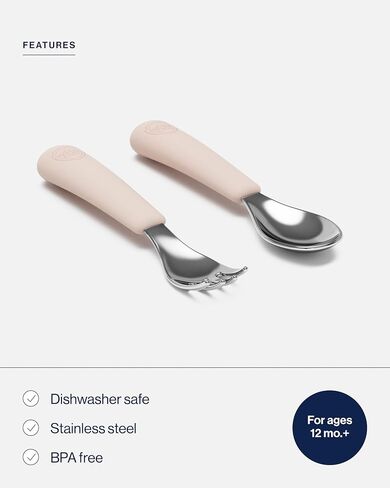 Lalo PAW Patrol Utensils - Toddler Fork and Spoon Set - Stainless Steel and Silicone Ergonomic Toddler Utensils - Children Safe Flatware Set - 2 Pieces - Skye in Saudi Arabia