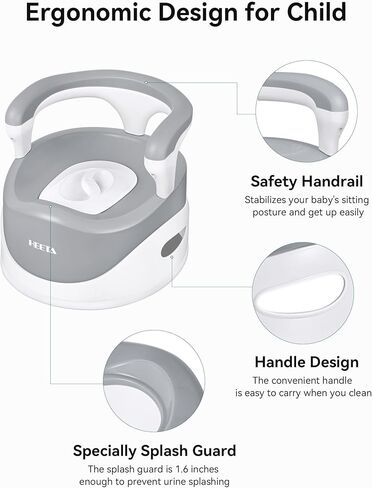 كرسي نونية هيتا للأولاد والبنات، مقعد تدريب على النونية للأطفال الصغار، كرسي مريح للنونية مع مقابض مسند ظهر عالية وواقي من الرذاذ، وعاء قابل للإزالة سهل التنظيف، قاعدة عريضة مضادة للانزلاق وآمنة، رمادي in Kuwait