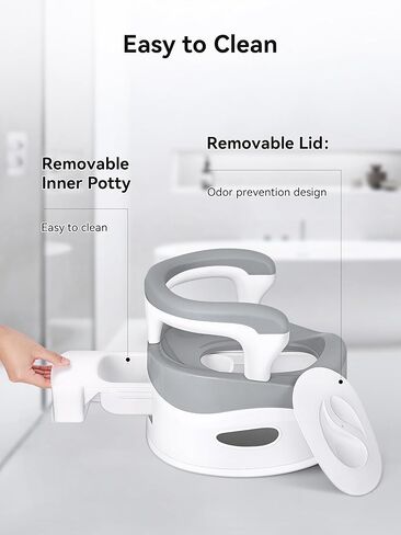 كرسي نونية هيتا للأولاد والبنات، مقعد تدريب على النونية للأطفال الصغار، كرسي مريح للنونية مع مقابض مسند ظهر عالية وواقي من الرذاذ، وعاء قابل للإزالة سهل التنظيف، قاعدة عريضة مضادة للانزلاق وآمنة، رمادي in Kuwait