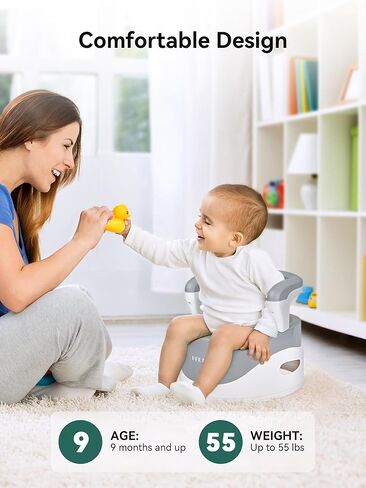 كرسي نونية هيتا للأولاد والبنات، مقعد تدريب على النونية للأطفال الصغار، كرسي مريح للنونية مع مقابض مسند ظهر عالية وواقي من الرذاذ، وعاء قابل للإزالة سهل التنظيف، قاعدة عريضة مضادة للانزلاق وآمنة، رمادي in Kuwait