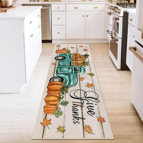 Pauwer Fall Decor Runner Rug 2x6, Pumpkin Non Slip Hallway Runner Area Rug, Farmhouse Washable Kitchen Rugs Runner, Throw Rugs Floor Mat Carpet Runner for Hallway Laundry Room Entryway Fall Door Mat in Saudi Arabia