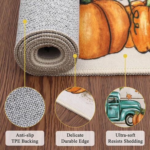Pauwer Fall Decor Runner Rug 2x6, Pumpkin Non Slip Hallway Runner Area Rug, Farmhouse Washable Kitchen Rugs Runner, Throw Rugs Floor Mat Carpet Runner for Hallway Laundry Room Entryway Fall Door Mat in Saudi Arabia