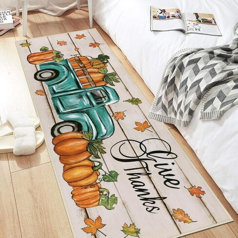 Pauwer Fall Decor Runner Rug 2x6, Pumpkin Non Slip Hallway Runner Area Rug, Farmhouse Washable Kitchen Rugs Runner, Throw Rugs Floor Mat Carpet Runner for Hallway Laundry Room Entryway Fall Door Mat in Saudi Arabia