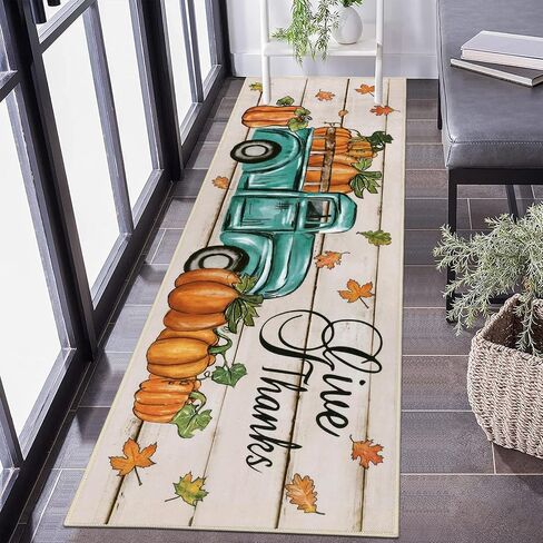 Pauwer Fall Decor Runner Rug 2x6, Pumpkin Non Slip Hallway Runner Area Rug, Farmhouse Washable Kitchen Rugs Runner, Throw Rugs Floor Mat Carpet Runner for Hallway Laundry Room Entryway Fall Door Mat in Saudi Arabia