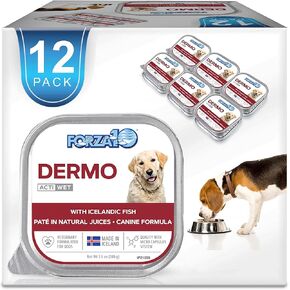 Forza10 Actiwet Dermo Wet Dog Food، أوميغا 3 طعام الكلاب المعلب لصحة البشرة الحساسة، فقدان فراء الجلد الجاف، 3.5 أونصة، نكهة السمك، الكلاب البالغة (32 حزمة) in Saudi Arabia