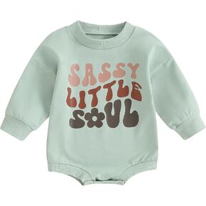 BOIBOKOKO Newborn Baby Boy Girl Clothes Little Babe/Love Letter Print Sweatshirt Romper One Piece Romper Fall Winter Outfit