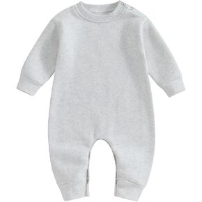 Newborn Baby Boy Girl Fleece Romper Jumpsuit Solid Long Sleeve Thick Warm Sweater Bodysuit Fall Winter Outfit Clothes in Kuwait