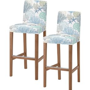 Floral Bar Stool Covers Stretch Pub Counter Stool Chair Slipcover with Backs, Removable Washable Stool Chair Covers for Dining Room Cafe 4 Pack Chair Seat Covers Rustic Tulip Flower Rural Butterfly