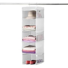 ZOBER Hanging Closet Organizer, 5-Shelf - Hanging Storage Organizer Shelves for Clothes, Towels, Toys - College Dorm Room, Nursery, & Home Closet in Kuwait