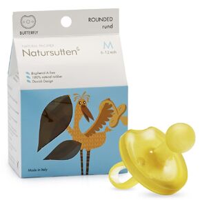 Natursutten Pacifiers 6-12 Months - 1-Pack Butterfly Shield Orthodontic Nipple Natural Rubber Safe & Soft BPA-Free Pacifiers for Breastfeeding Babies - Newborn Pacifiers Made in Italy