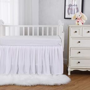 Crib Skirt Dust Ruffle, 100% Egyptian Cotton 400 Thread Count Soft Breathable Crib Bedding Skirt for Baby, Boys and Girls, 52"X28" with 14" Crib Bed Skirt Fading Resistant (Ivory Solid) in Saudi Arabia