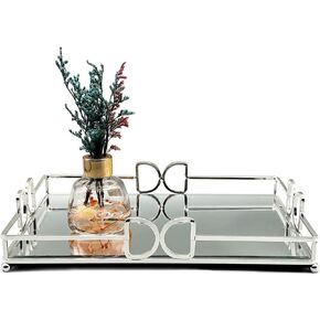 HAIGOUER Gold Mirror Tray Vanity Tray for Dresser Tops Perfect Gold Vanity Tray Large 14"x 10"x 2"
