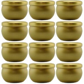 علب الشموع المعدنية من Darware Boho (12 عبوة، 4 تصميمات)؛ حاويات على الطراز الأوروبي سعة 2 أونصة للتخزين والحفلات وحفلات الزفاف والمجوهرات والحلوى ومخبأ الشاي
