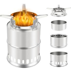 سان لايك موقد تخييم صغير قابل للطي من الستانلس ستيل مع شنطة حمل من النايلون للطبخ في الهواء الطلق والمشي لمسافات طويلة والسفر والنزهات والشواء in Kuwait