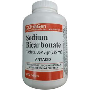Sodium Bicarbonate Tablets USP 325 mg (5 Grains) for Relief of Acid Indigestion, Heartburn, Sour Stomach & Upset Stomach 1000 Tablets per Bottle by CitraGen Pharmaceuticals Inc in Saudi Arabia
