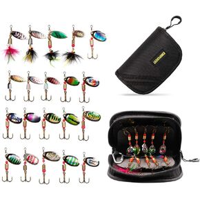 10-20pcs Fishing Lures Spinnerbait for Bass Trout Salmon Walleye Hard Metal Spinner Baits Kit with Tackle Box in Saudi Arabia