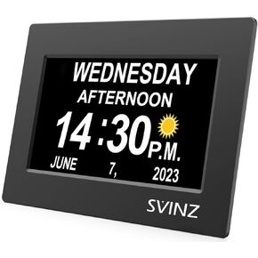 SVINZ Dementia Clock for Seniors, Large Number Digital Calendar Clock with Date and Day of Week for Elderly Alzheimer, 20 Custom Alarms and Tags in Saudi Arabia