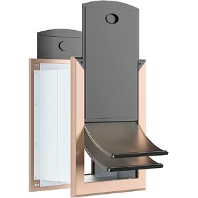 باب الكلب من ديكورماكس للجدار، باب للكلاب موفر للطاقة مع إطار من الألومنيوم، نفق تلسكوبي، لوحات مغناطيسية مزدوجة ولوحين قفل منزلقين، سهل التركيب، ذهبي وردي، متوسط in Kuwait