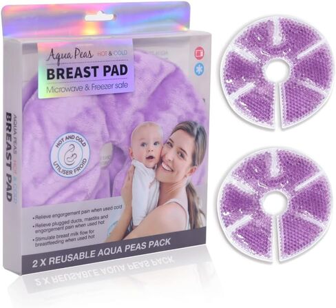 2pcs Breast Therapy Pads, Breast Cold Hot Gel Bead Packs with Nursing Pads and Plush Cloth Cover, Relieve Breast Pain Swelling Boost Milk Production，Reusable Freezable Microwavable ice Pack in Kuwait