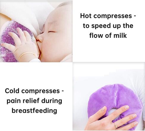 2pcs Breast Therapy Pads, Breast Cold Hot Gel Bead Packs with Nursing Pads and Plush Cloth Cover, Relieve Breast Pain Swelling Boost Milk Production，Reusable Freezable Microwavable ice Pack in Kuwait