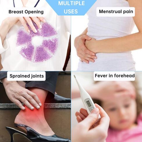 2pcs Breast Therapy Pads, Breast Cold Hot Gel Bead Packs with Nursing Pads and Plush Cloth Cover, Relieve Breast Pain Swelling Boost Milk Production，Reusable Freezable Microwavable ice Pack in Kuwait