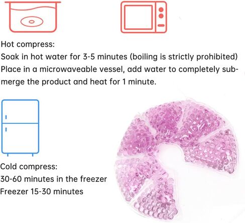 2pcs Breast Therapy Pads, Breast Cold Hot Gel Bead Packs with Nursing Pads and Plush Cloth Cover, Relieve Breast Pain Swelling Boost Milk Production，Reusable Freezable Microwavable ice Pack in Kuwait