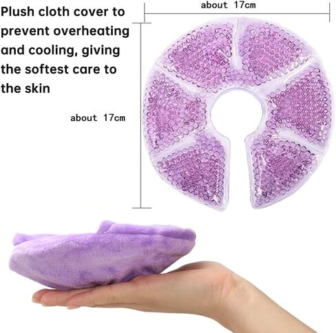 2pcs Breast Therapy Pads, Breast Cold Hot Gel Bead Packs with Nursing Pads and Plush Cloth Cover, Relieve Breast Pain Swelling Boost Milk Production，Reusable Freezable Microwavable ice Pack in Kuwait