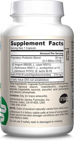 Jarrow Formulas Jarro-Dophilus + FOS - 3.4 مليار كائن حي لكل وجبة - 300 كبسولة نباتية - البريبايوتك والبروبيوتيك - دعم غذائي للبكتيريا المفيدة - ما يصل إلى 300 حصة in Kuwait
