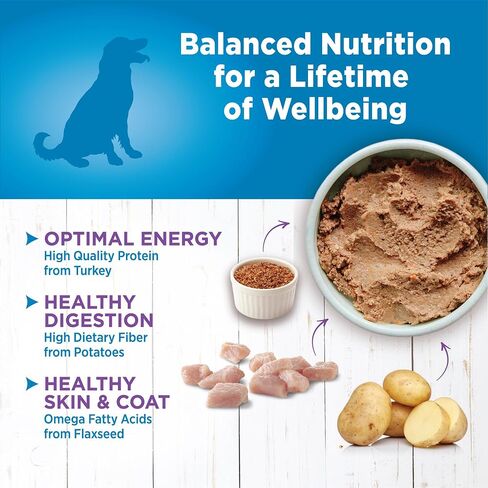 طعام الكلاب من Wellness Simple، خالي من الحبوب الطبيعية، معلب، رطب، ذو مكونات محدودة، السمك الأبيض والبطاطس، علبة 12.5 أونصة (عبوة من 12 قطعة) in Kuwait