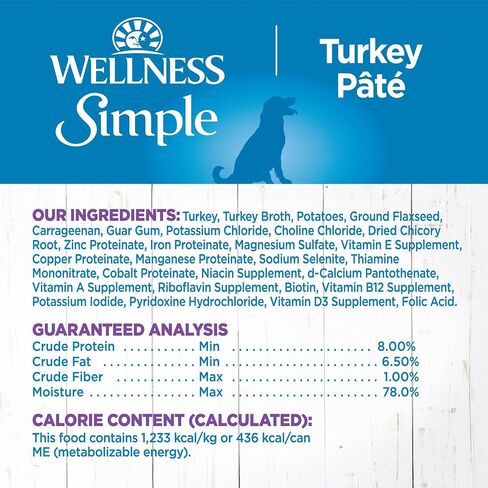 طعام الكلاب من Wellness Simple، خالي من الحبوب الطبيعية، معلب، رطب، ذو مكونات محدودة، السمك الأبيض والبطاطس، علبة 12.5 أونصة (عبوة من 12 قطعة) in Kuwait